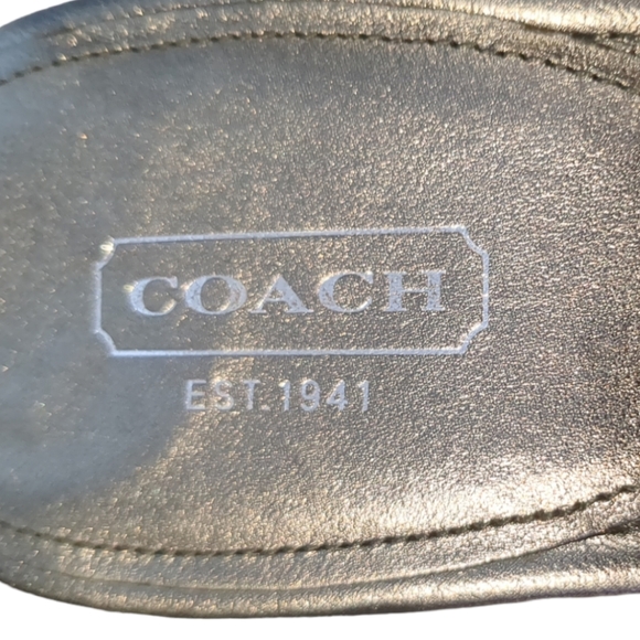 Coach Luxury Silver Slides Platform Sandals Size 10. - Picture 15 of 16